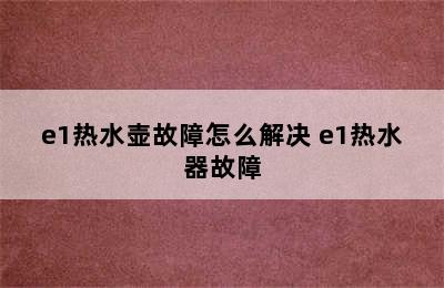 e1热水壶故障怎么解决 e1热水器故障